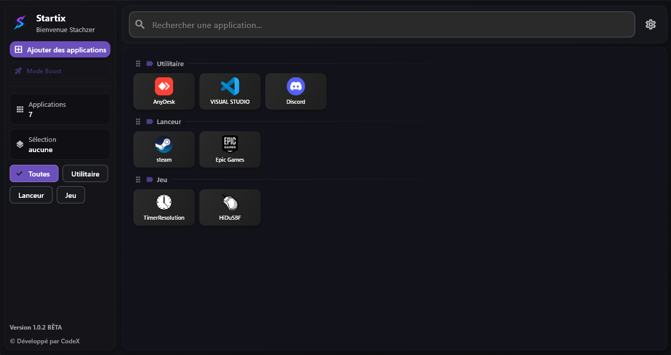 Interface de Startix